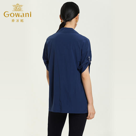 【两色可选】乔万尼秋装中长款上衣桑蚕丝外套宽松短袖开衫EB1B702 商品图5