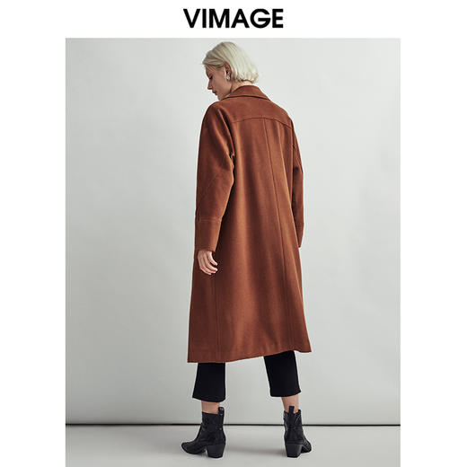 VIMAGE纬漫纪秋季新款时尚廓形经典复古纯色显瘦毛呢大衣外套V1414003D 商品图3