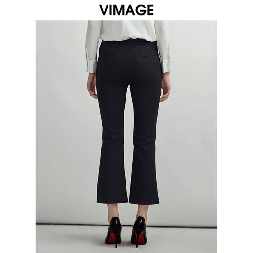 VIMAGE纬漫纪时尚通勤干练百搭职业显瘦微喇九分裤女V1405005D 商品图3