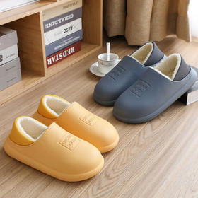 【轻盈防水 舒适保暖 防水耐脏 加厚鞋跟 易清洗鞋面】秋冬新款EVA软底防水防滑情侣厚底棉拖鞋