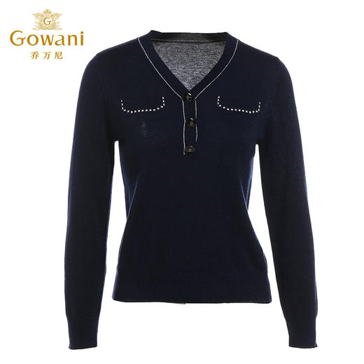 乔万尼秋新款针织衫V领显瘦小衫百搭休闲气质优雅套头上衣ES3M603 商品图4