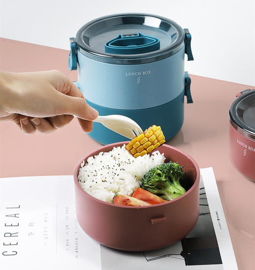 微波炉可加热饭盒日式塑料分隔型便当盒多层保温上班族学生餐盒(货号