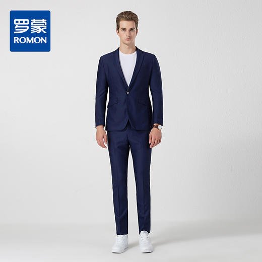 罗蒙男士西服套装正装商务职业西装新郎结婚礼服格纹西装男 商品图1