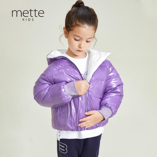 METTE童装连帽羽绒服2020秋冬中大童时尚双色双面穿90白鹅绒保暖 商品图0