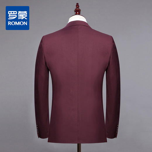 【明星款】罗蒙男士西服套装正装商务职业装新郎结婚礼服酒红色西装套装两件套 商品图2