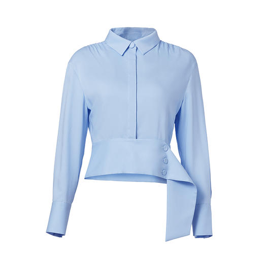 VIMAGE纬漫纪秋季新款设计感通勤简约显瘦收腰短款衬衫上衣女V1409004 商品图4