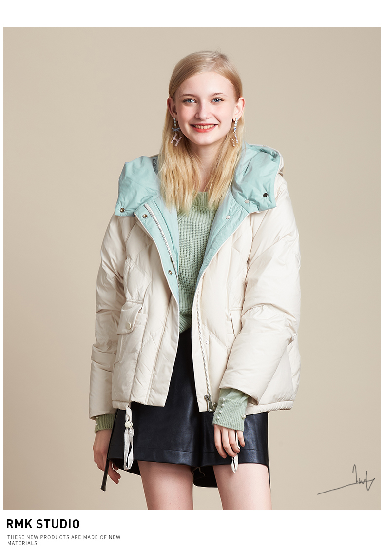 hot294535055诺曼琦2020冬季新款甜美学院风短款修身连帽长袖宽松显瘦