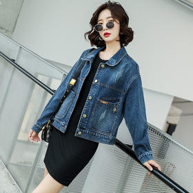 LJY-CS20188女装韩版翻领字母刺绣短款牛仔外套