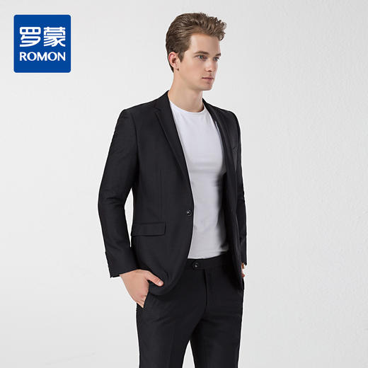 6SG19916罗蒙男士西服套装正装商务职业西装新郎结婚礼服黑色套西男9916 商品图0