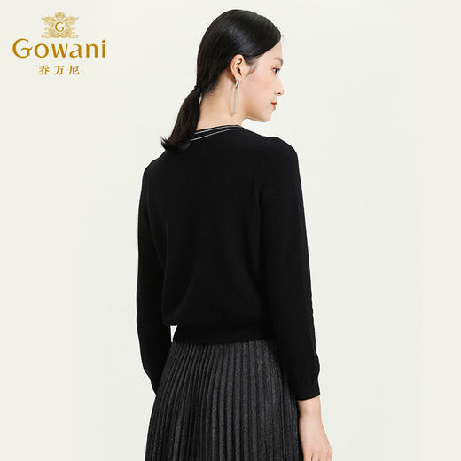 乔万尼新款100绵羊毛针织套头假门襟设计师款百搭上衣ES3M599 商品图3