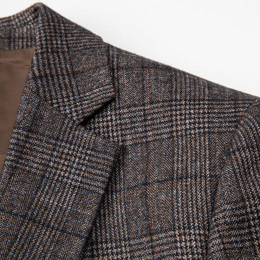 罗蒙西装男时尚修身男士西装休闲格子西服外套 商品图3