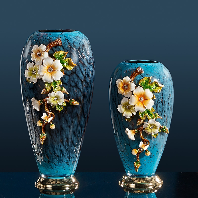 平安纳福珐琅花瓶 客厅电视柜酒柜卧室玄关家居饰品结婚礼物乔迁礼品 时尚 大气