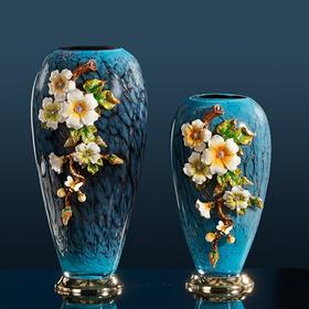 平安纳福珐琅花瓶 客厅电视柜酒柜卧室玄关家居饰品结婚礼物乔迁礼品 时尚 大气