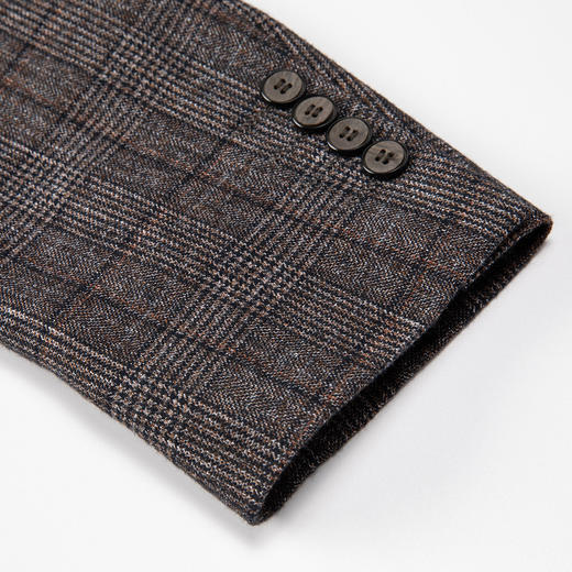 罗蒙西装男时尚修身男士西装休闲格子西服外套 商品图4