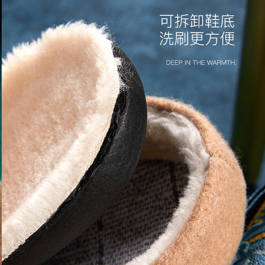 朴西男士棉拖鞋极简风居家家用室内保暖防滑加绒毛毯拖鞋男鞋冬季 商品图2