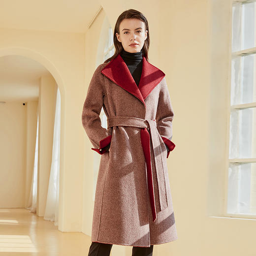 ND93A斯尔丽瑟俪2020年冬季新品个性大翻领正反两穿女人味大衣外套 商品图0