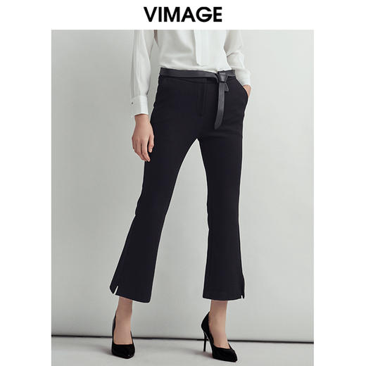 VIMAGE纬漫纪时尚通勤干练百搭职业显瘦微喇九分裤女V1405005D 商品图2