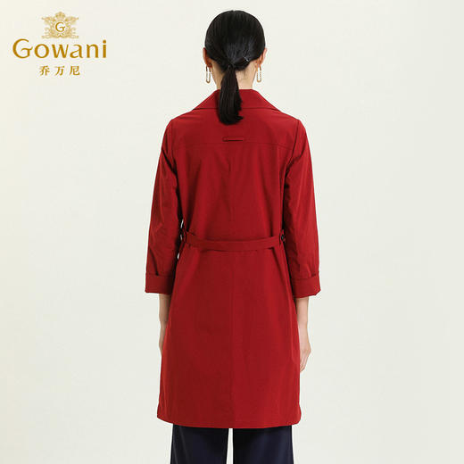 乔万尼初秋新款风衣中长款复古红色青春靓丽轻奢显瘦外套女ES3A607 商品图3