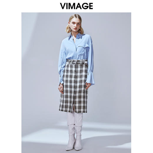 VIMAGE纬漫纪秋季新款气质通勤简约时尚显瘦百搭衬衫女上衣V1409002 商品图1