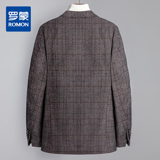 罗蒙西装男时尚修身男士西装休闲格子西服外套 商品图1