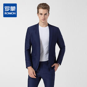 罗蒙男士西服套装正装商务职业西装新郎结婚礼服格纹西装男