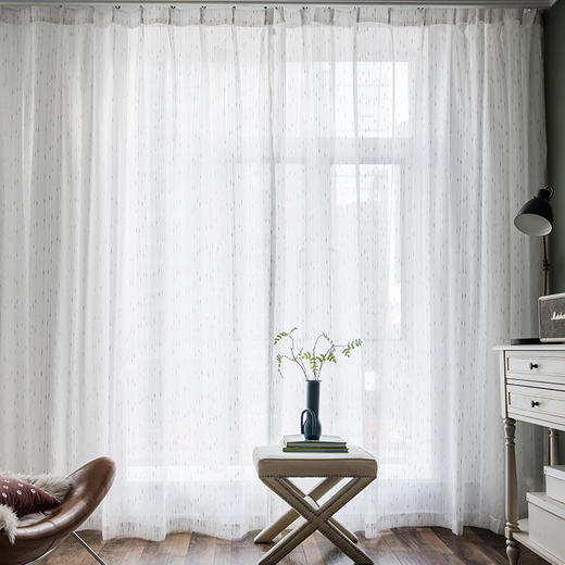 遮影防晒柔光经典抽条纱帘
