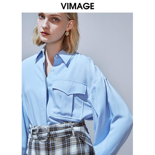 VIMAGE纬漫纪秋季新款气质通勤简约时尚显瘦百搭衬衫女上衣V1409002 商品图2
