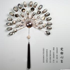 七彩扇形流苏大壁挂 玫金 澳洲真贝壳系列 新中式客厅玄关挂件 时尚挂件 大气