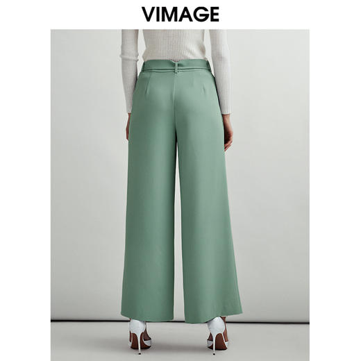VIMAGE纬漫纪通勤职业干练百搭显瘦直筒阔腿裤长裤女V1405006D 商品图3