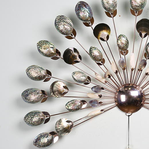 七彩扇形流苏大壁挂 玫金 澳洲真贝壳系列 新中式客厅玄关挂件 时尚挂件 大气 商品图4