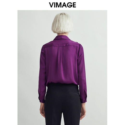 VIMAGE纬漫纪洋气气质时尚缎面百搭显瘦雪纺上衣女V1409011D 商品图3