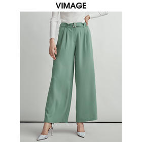 VIMAGE纬漫纪通勤职业干练百搭显瘦直筒阔腿裤长裤女V1405006D