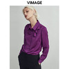 VIMAGE纬漫纪洋气气质时尚缎面百搭显瘦雪纺上衣女V1409011D 商品缩略图2