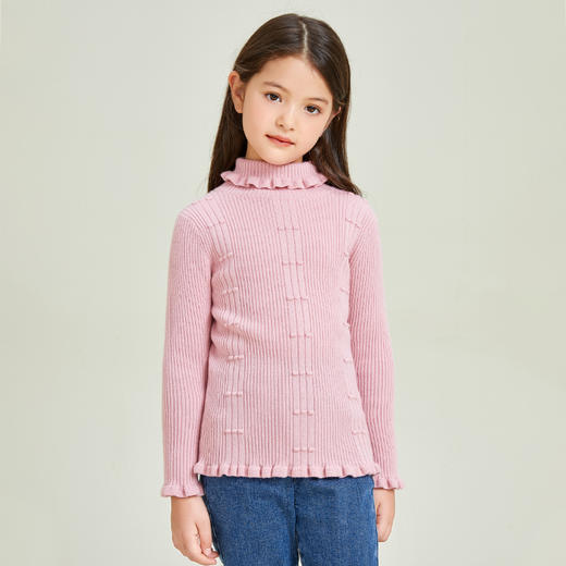 METTE羊绒世家童装女宝100%山羊绒衫中大童高领弹力修身保暖毛衣 商品图4