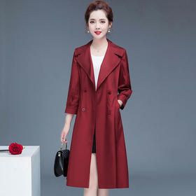 YW-HSY-Y2C032时尚气质中长款显瘦七分袖风衣外套