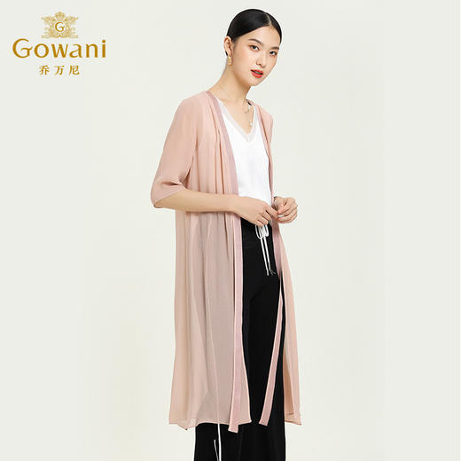 乔万尼设计感长开衫休闲舒适中袖外披气质优雅中长款开衫EB2C930 商品图3