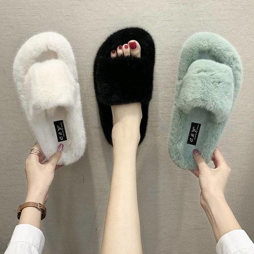 毛毛拖鞋女秋冬网红懒人棉拖鞋 商品图1
