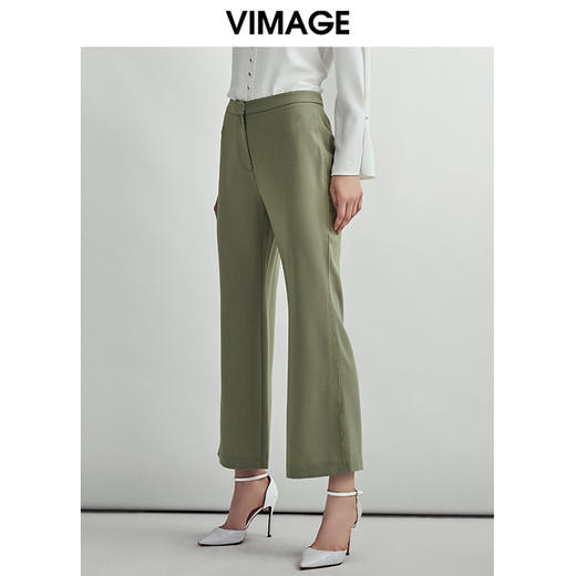VIMAGE纬漫纪轻熟通勤简约时尚显瘦微喇长裤女裤V1405002D 商品图2