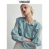 VIMAGE纬漫纪时尚洋气系带荷叶边装饰雪纺衫上衣女V1413004D 商品缩略图2