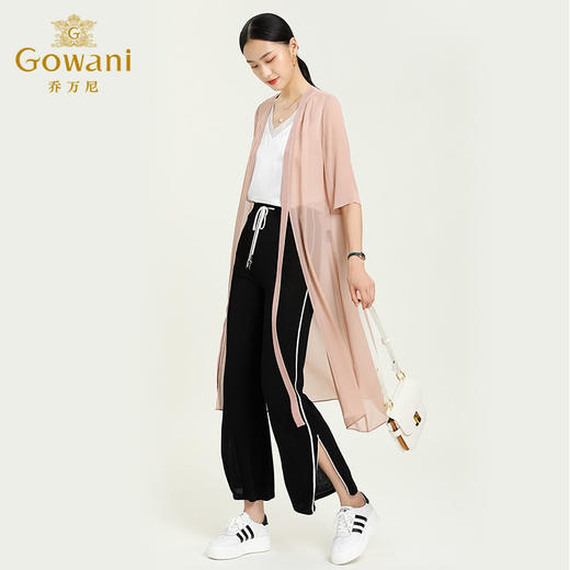 乔万尼设计感长开衫休闲舒适中袖外披气质优雅中长款开衫EB2C930 商品图1