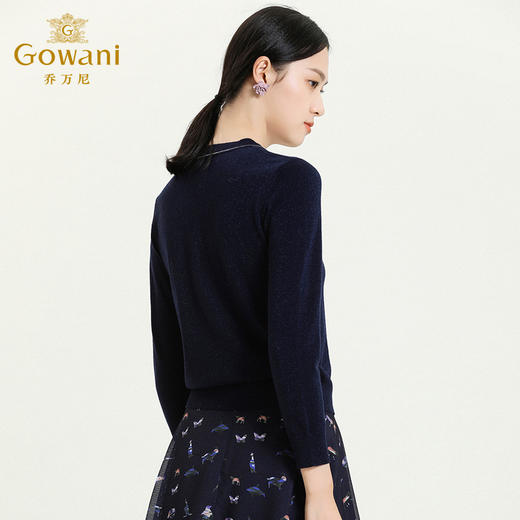 乔万尼秋新款针织衫V领显瘦小衫百搭休闲气质优雅套头上衣ES3M603 商品图3