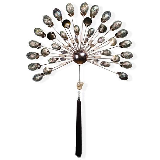 七彩扇形流苏大壁挂 玫金 澳洲真贝壳系列 新中式客厅玄关挂件 时尚挂件 大气 商品图3