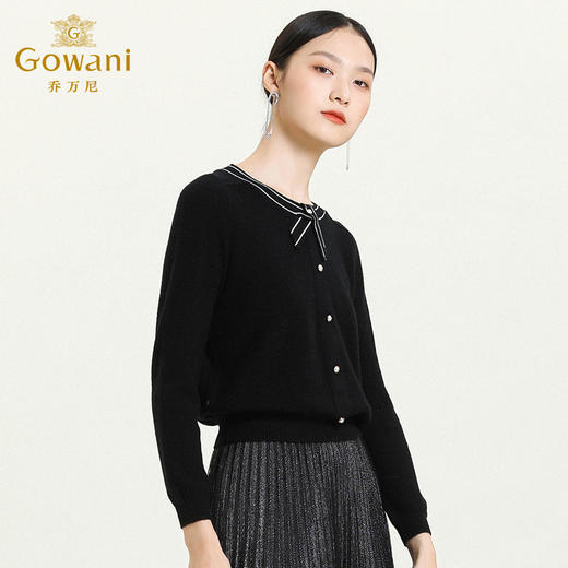 乔万尼新款100绵羊毛针织套头假门襟设计师款百搭上衣ES3M599 商品图2