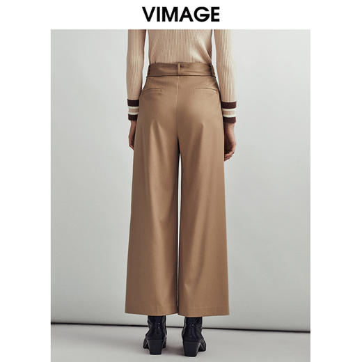 VIMAGE纬漫纪简约时尚通勤干练显瘦直筒阔腿裤女长裤V1405008D 商品图3