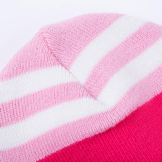 贝贝怡男女童套头帽秋冬婴儿宝宝时尚条纹帽子儿童针织保暖防风帽 商品图2