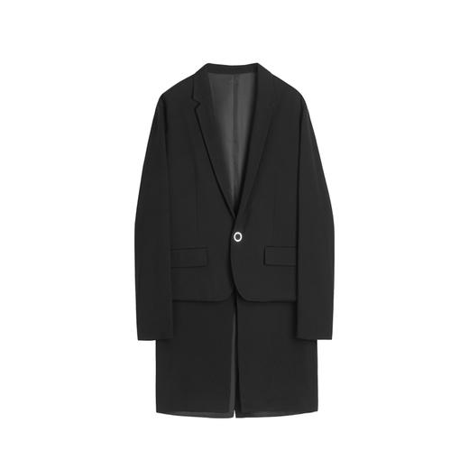 HIM漢崇 男装宽松秋季西装领外套时尚潮流假两件中长款男风衣 商品图4