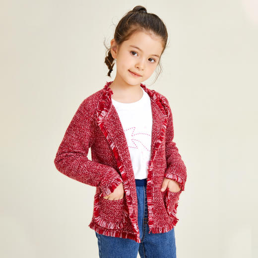 METTE羊绒世家童装100%山羊绒衫时尚小香风单排扣针织开衫小外套 商品图1