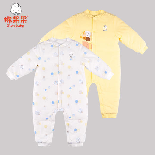 棉果果冬季内衣男童女童铺棉对开连体衣连身衣哈衣M401722820613 商品图0