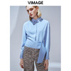 VIMAGE纬漫纪秋季新款设计感通勤简约显瘦收腰短款衬衫上衣女V1409004 商品缩略图0
