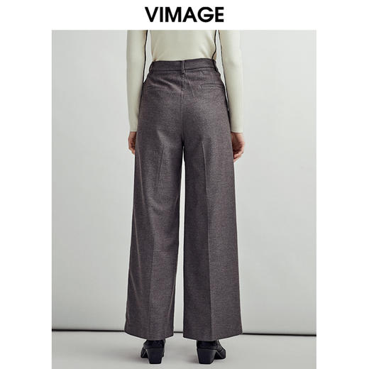 VIMAGE纬漫纪时尚舒适通勤百搭职业显瘦阔腿长裤女裤V1405003D 商品图3